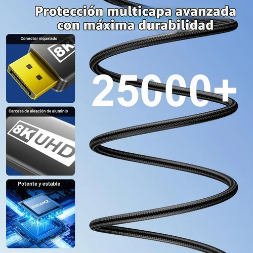Vista 5 de Cable USB C a puerto de pantalla 1.4 (8K @60Hz 4K a 240Hz) 3.3 pies