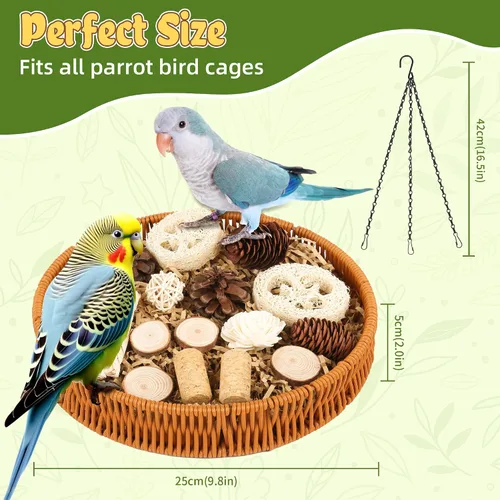 Vista 11 de Juguetes para pájaros Juguetes naturales para aves que forrajan