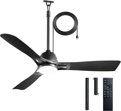 Vista 9 de Amico Ventiladores de techo para exteriores de 36 pulgadas con luces para patios, ventilador de glorieta impermeable IP65, control remoto, 3CCT, 6