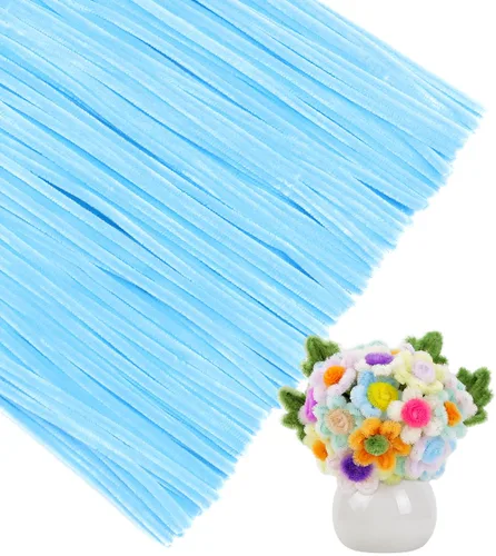 Vista 9 de IOOLEEM - Limpiapipas, 200 tallos de chenilla para hacer flores de color rosa claro