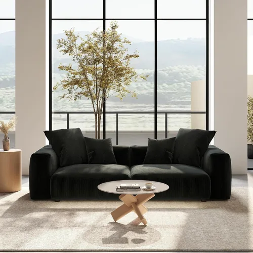 Vista 12 de Sofá seccional modular en forma de nube, sofá en L con otomano, sofá cama de 260 cm de tamaño grande, sofás cama de corduroy para sala de estar