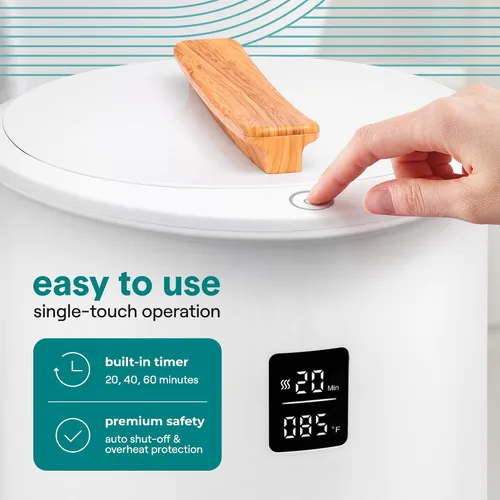Vista 4 de SereneLife - Calentador de toalla con pantalla digital en cubo; calentador de toallas grande de color blanco para spa y baño, regalos de calentador