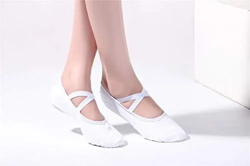 Vista 6 de missfiona Zapatillas de ballet de lona para mujer, zapatos de baile para adultos, para practicar yoga y vientre plano