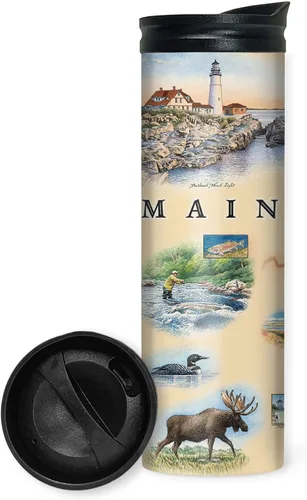 Vista 10 de Xplorer Maps 1000 Islands Map - Vaso de viaje de 16 onzas con tapa resistente a derrames, vaso de café aislado al vacío de acero inoxidable