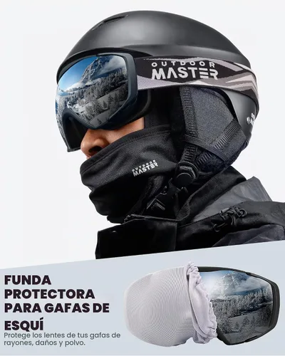 Vista 6 de OutdoorMaster Gafas de esquí con cubierta, gafas de nieve para snowboard OTG antivaho Adulto A01 Vlt 9.4%
