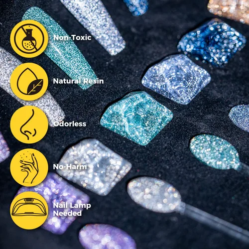Vista 8 de BURANO Esmalte de uñas de gel reflectante, 0.2 fl oz, esmalte de gel reflectante con purpurina de diamante, esmalte de gel de color brillante