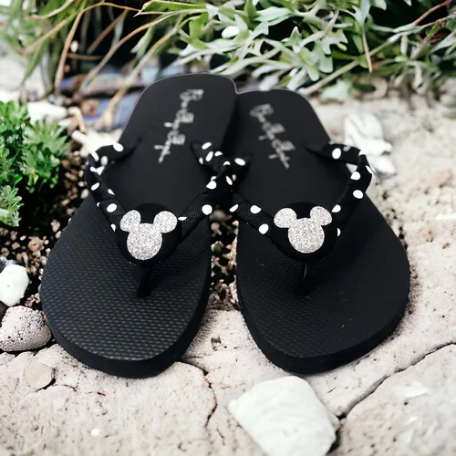 Vista 3 de Bling Mickey Mouse Disney Flip Flops Sandals for Girls and Ladies