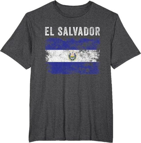 Vista 20 de Bandera de El Salvador envejecido - Hombres Mujeres - Camiseta de la bandera salvadoreña, Negro