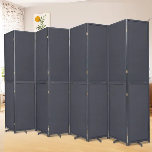 Vista 10 de Divisor de pared de bambú de 6 paneles, 106 pulgadas de ancho x 67 pulgadas de alto, diseño plegable con base extra estable, pantalla divisora