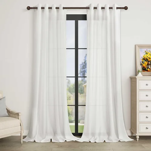 Vista 57 de Cortinas de lino negro para dormitorio y sala de estar de 84 pulgadas de largo, juego de 2 paneles, para habitación de niños, filtro de luz