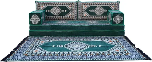 Vista 9 de arabicsofa Verde Juego de Asientos de Suelo Orientales Hechos a Mano – Sofá de Suelo Tradicional con Respaldo