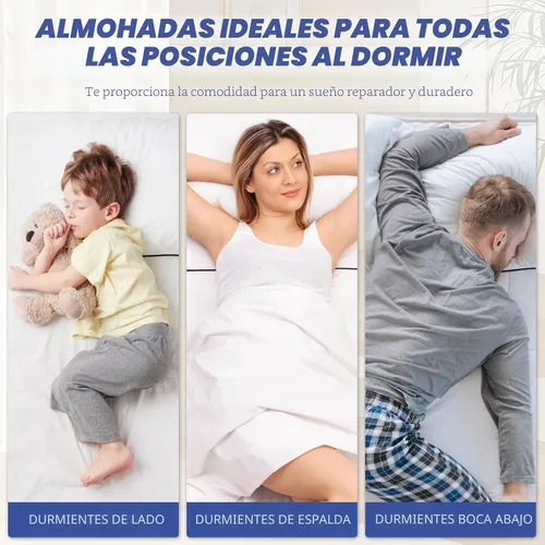 Vista 4 de Vorouhals Colección de Hotel - Juego de 2 almohadas de cama tamaño estándar frescas para dormir, para personas que duermen de espalda, boca abajo