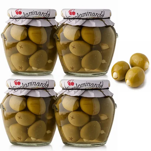 Vista 10 de Grotaminarda Aceitunas Gordal rellenas de ajo Aceituna Rellena de Ajo 20oz/580grs (20 oz 1-Pack)