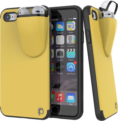 Vista 7 de Punkcase Funda de carga para iPhone 7 Airpod Funda delgada y duradera 2 en 1 diseñada para iPhone 8/7 (4.7 pulgadas) Protege tu teléfono + Negro