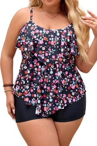 Vista 34 de B2prity Traje de baño tankini de talla grande para mujer, con control de 01