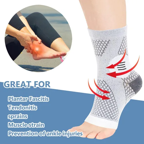 Vista 4 de 2 pares de calcetines para neuropatía para mujeres y hombres, calcetín para fascitis plantar, calcetines para alivio del dolor de neuropatía