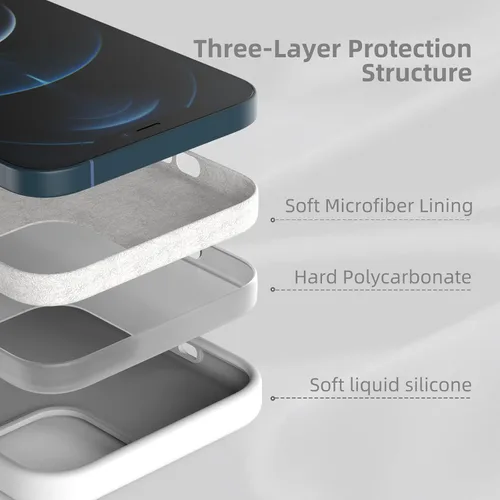 Vista 40 de Funda de silicona líquida compatible con iPhone 12 Pro Max 6.7 pulgadas, funda de gel de protección completa con forro de microfibra, funda