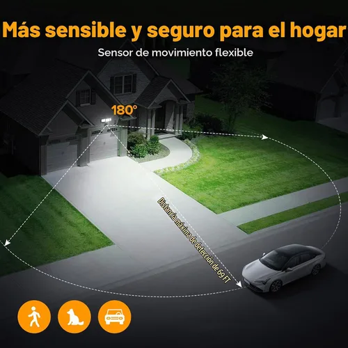Vista 3 de LUTEC Luces para exteriores con sensor de movimiento de 50 W, 5500 lm enchufables para exteriores, del atardecer al amanecer, iluminación de Negro