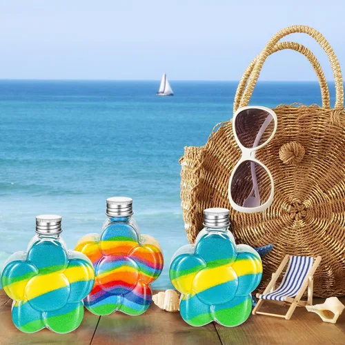 Vista 5 de Hsei 50 botellas de plástico para arte de arena y 5 mini embudos, botellas redondas transparentes de poción, tarros de dulces para licor, decoración