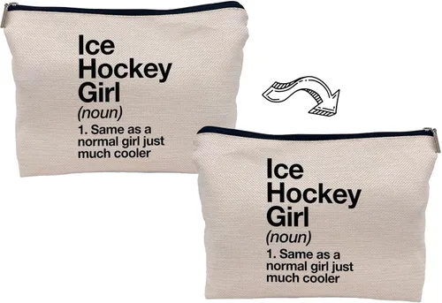 Vista 4 de Frases inspiradoras, definición de hockey sobre hielo, deportes, hockey sobre hielo, bolsa de maquillaje para niña, estuche con cremallera