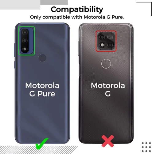 Vista 6 de Funda de absorción de golpes para Motorola G Pure con protector de pantalla de vidrio templado, protección completa para Moto G Pure Drop Funda