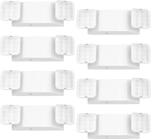 Vista 7 de Luz de emergencia LED con batería de respaldo, dos luces de salida de emergencia ajustables de cabeza cuadrada para fallos de energía del hogar