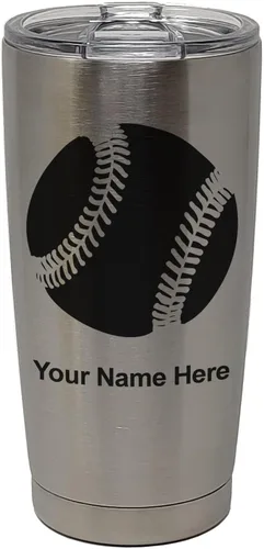 Vista 31 de LaserGram Vaso personalizado de 20 onzas, pelota de béisbol (verde camuflado)