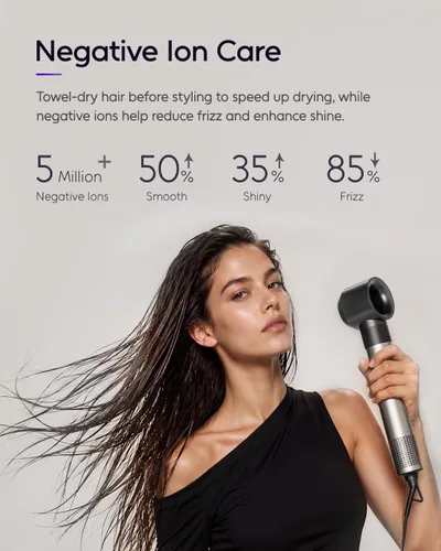 Vista 6 de 7MAGIC 6 en 1 Multi Hair Styler & Cepillo Secador de Pelo de Alta Velocidad Plateado