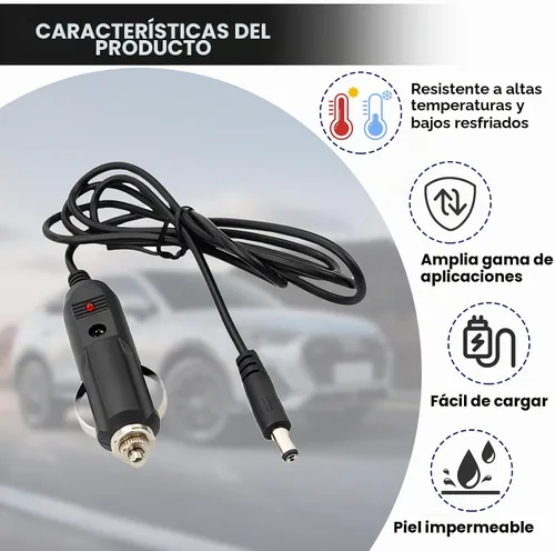 Vista 4 de Adaptador de Carga de Coche de 12V, Enchufe Macho para Encendedor de Cigarrillos de Coche a Conector DC, Cable de Alimentación Compatible