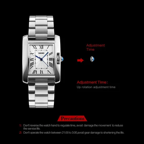 Vista 9 de Mujer reloj rectángulo vidrio oro rosa impermeable de acero inoxidable cuarzo analógico números romanos reloj