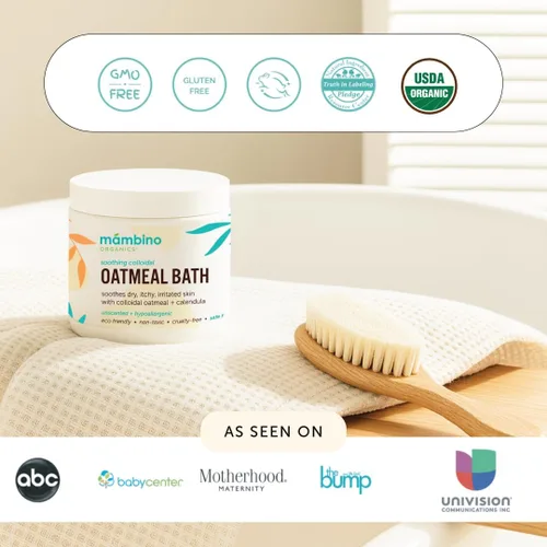 Vista 8 de Mambino Organics Polvo de Remojo de Baño de Avena Coloidal Calmante, para Recién Nacidos, Niños, Madres con Piel Seca y Sensible, Lavado de Bebé sin