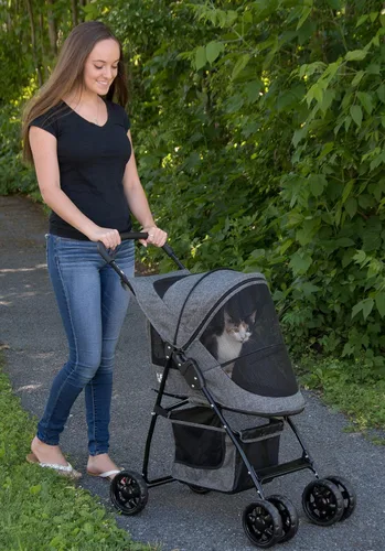 Vista 4 de Pet Gear Carrito para mascotas Happy Trails Lite sin cremallera, color Dark Platinum