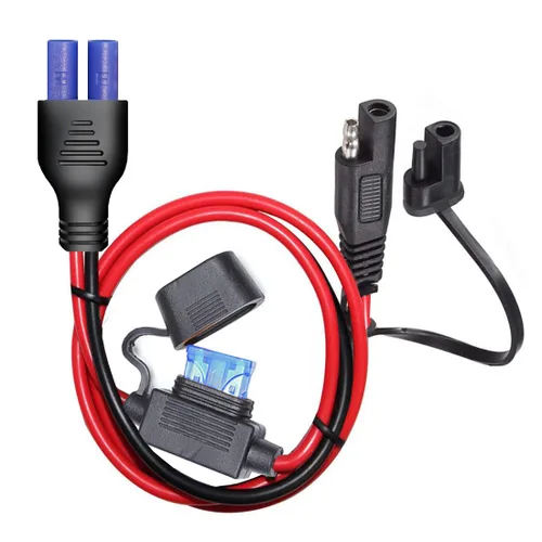 Vista 10 de Conector SAE, arnés de terminal SAE a junta tórica con fusible de protección de 15 A para seguridad, enchufe de desconexión rápida de 2 pines, cable