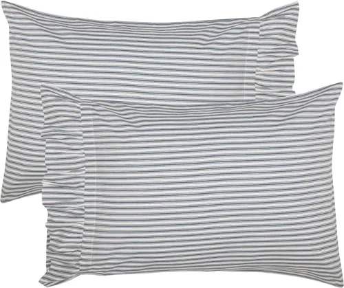 Vista 7 de VHC Brands, Sawyer Mill - Almohada de rayas con volantes, color negro, 14 x 22 pulgadas