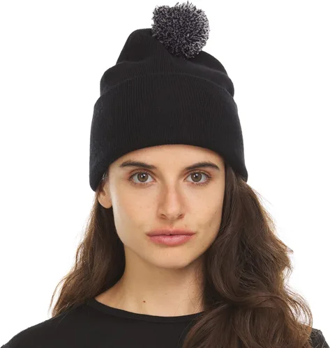 Vista 2 de Minus33 - Gorro de punto de peso medio para uso diario, 100% lana merina, gorro de invierno con pompones