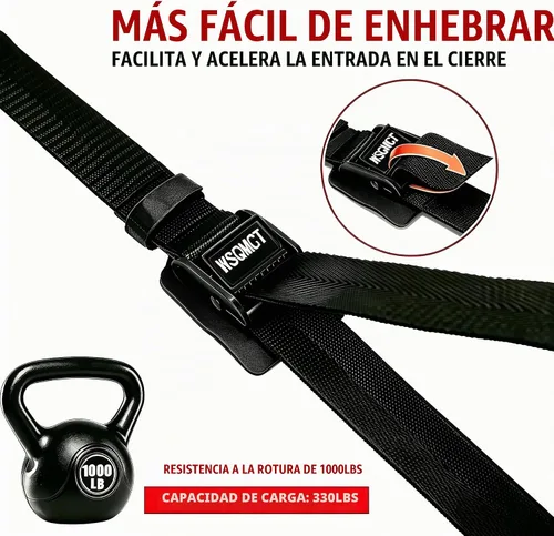 Vista 5 de [Paquete de 4] Correas de amarre de 1 pulgada x 4 pies con hebillas, correas de amarre ajustables de servicio pesado con hebilla de leva