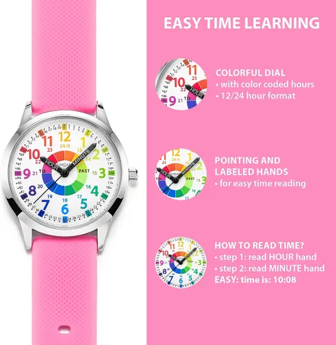 Vista 2 de Reloj para niños, relojes para niños de 8 a 12 años, reloj analógico para niños, reloj para niñas, relojes para niñas de 8 a 10 años, 3-5, 4, 7, 5