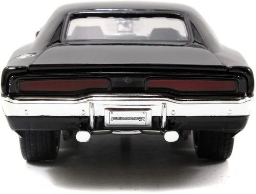 Vista 5 de Jada Toys 253203016 Fast & Furious Dom's 1970 Dodge Charger R/T, Build+Collect, modelo de ajuste de coche, escala 1:24, incluye figura de Dominic