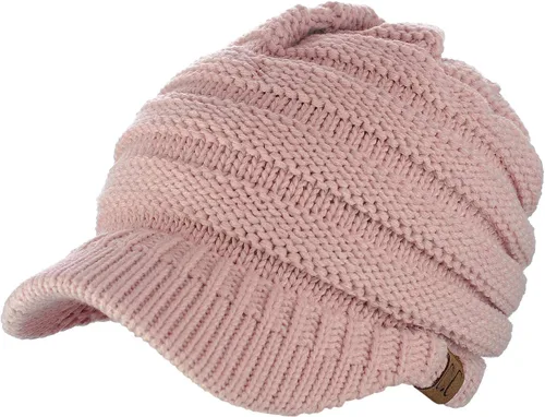 Vista 9 de C.C Gorro de punto trenzado cálido y grueso con visera