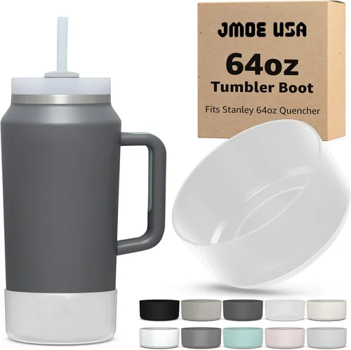 Vista 7 de Jmoe USA Funda para vaso Stanley Quencher H2.0 FlowState de 64 onzas con asa, silicona sin BPA, protector de funda para la parte inferior