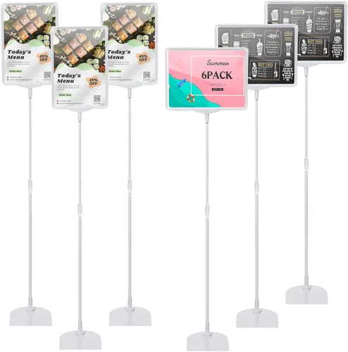 Vista 9 de Jutom Paquete de 2 soportes de pedestal ajustables de 8.5 x 11 pulgadas, soporte de aluminio resistente para letreros verticales y horizontales Negro