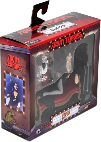 Vista 3 de NECA - Juego de figuras de acción de Elvira on Couch (Toony Terrors) de 6 pulgadas en caja