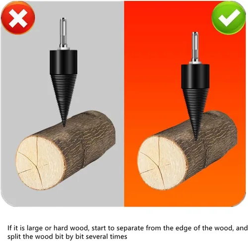 Vista 2 de Broca de madera pesada, divisor de leña en U, rosca antideslizante, tornillo en U, tornillo de división de cono, destornillador de cono de madera