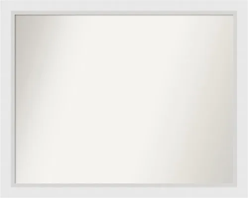 Vista 323 de Amanti Art Espejo de baño blanco para sobre el fregadero, 24 x 26 pulgadas, espejo rectangular blanco y blanco, marco de madera contemporáneo