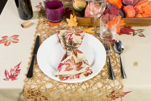 Vista 8 de DII Colección de cocina rústica de hojas de otoño, decoración de mesa de Acción de Gracias y otoño, juego de servilletas, 20 x 20, 6 piezas