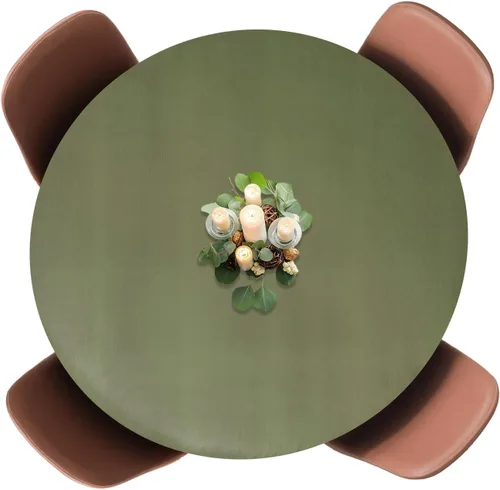 Vista 25 de LAMINET Mantel elástico ajustable para mesa, medallón grande, redondo, se adapta a mesas de hasta 45 a 56 pulgadas de diámetro Medallion