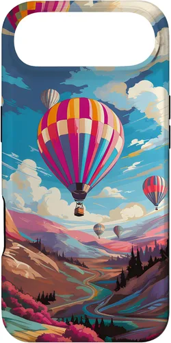 Vista 27 de Colorful Hot Air Balloons Pop Art Style Case for iPhone 17