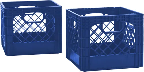 Vista 14 de Caja rectangular de plástico para almacenamiento tipo crate para leche con asas, organizador apilable de 24 cuartos de galón para garaje, hogar