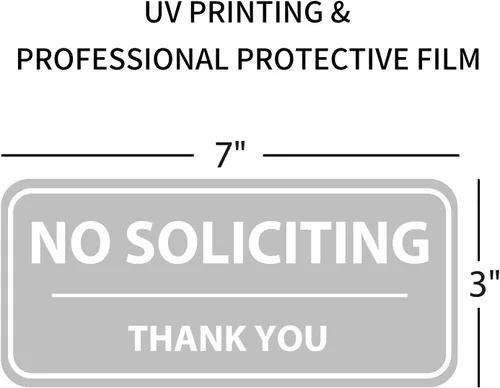 Vista 5 de No Soliciting Sticker 3 x 7 pulgadas, vinilo adhesivo para ventana, paquete de 5