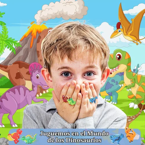 Vista 4 de Chalyna - Paquete de 24 anillos de dinosaurio, adornos para cupcakes